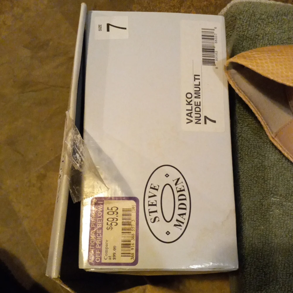 Steve Madden Valko D’Orsay Heels Nude Multi-Color Suede and Snakeskin Size 7 - Picture 6 of 12